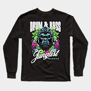 DRUM AND BASS - Junglist  Gorilla Massive (white/green/pink) Long Sleeve T-Shirt